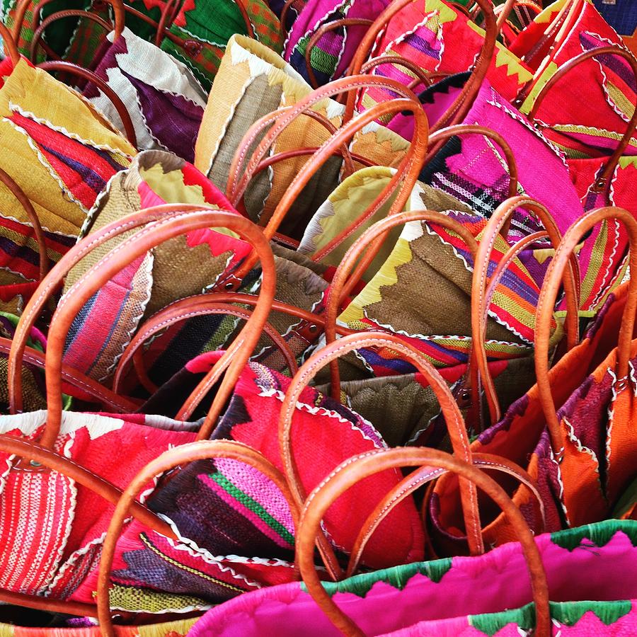 Colourful shopping baskets abstract Photograph by Seeables Visual Arts