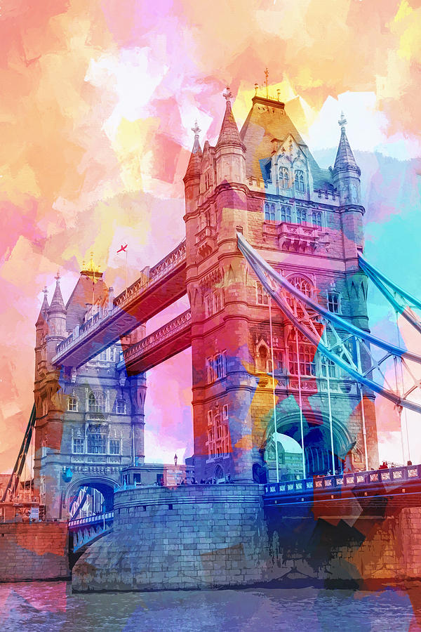 London Painting - Colourful Tower Bridge by Lutz Baar