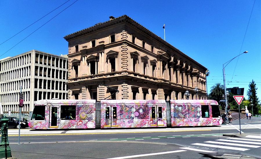 City Photograph - Colourful Tram at Old Treasury Building by Yolanda Caporn