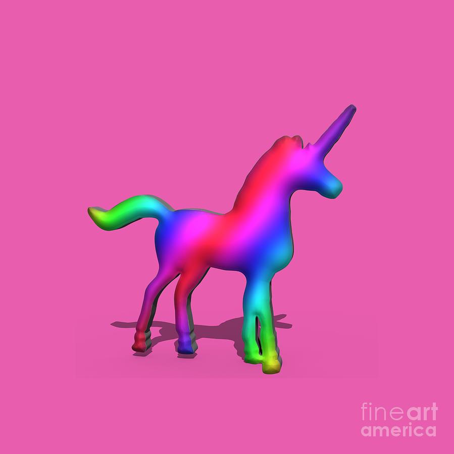 Unicorn Digital Art - Colourful Unicorn in 3D by Ilan Rosen