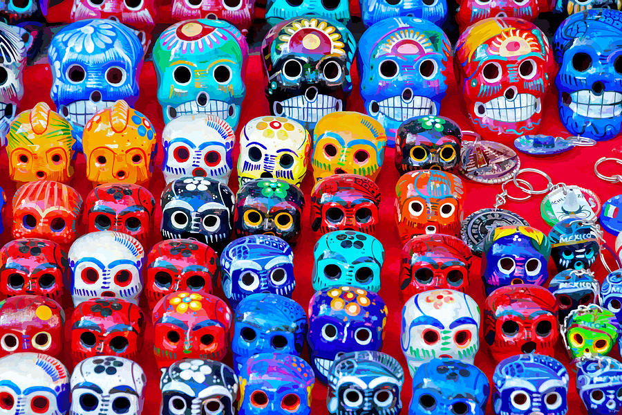 Colourfull Day of the Dead Skulls, Mexico Digital Art by Brian Shaw ...