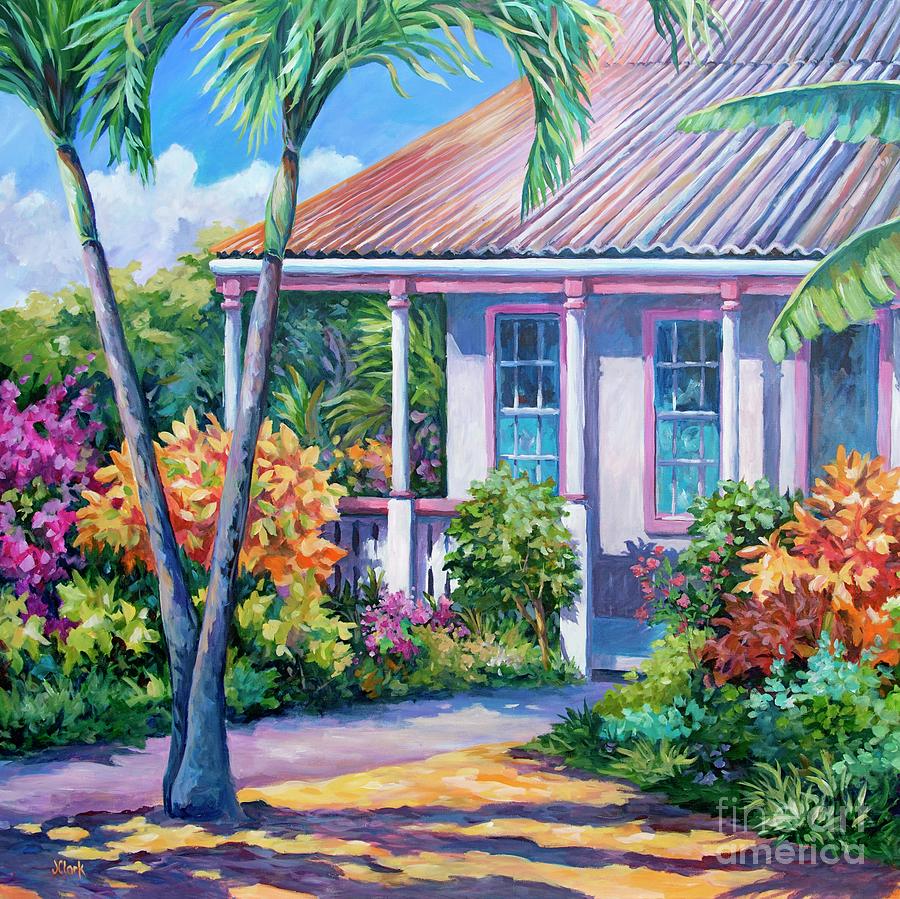 Colours In A Cayman Yard Square Painting
