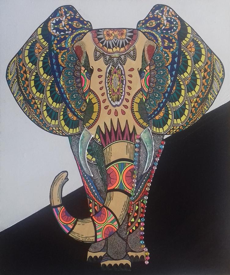 Elephant Mixed Media - Colours in an Elephant by Nupur Menon