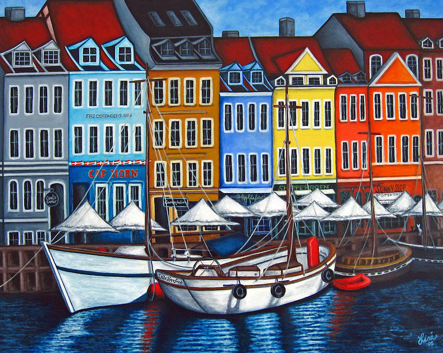 Boat Painting - Colours of Nyhavn, Copenhagen by Lisa  Lorenz