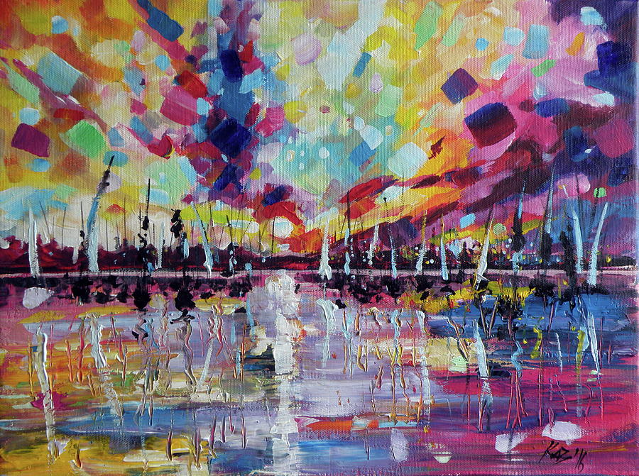 Colours of port Painting by Kovacs Anna Brigitta