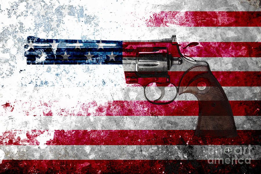 Colt Python 357 Mag on American Flag Digital Art by M L C