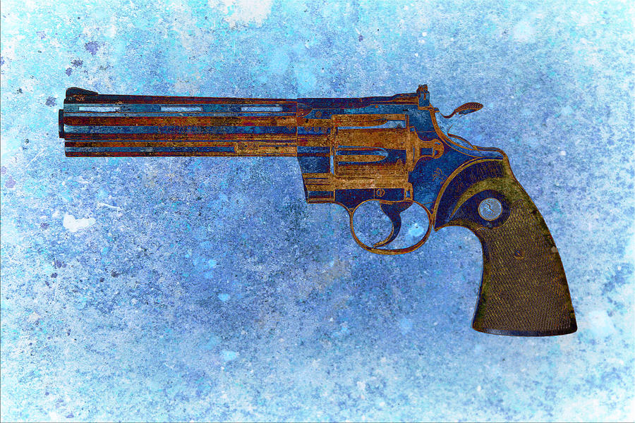 Colt Python 357 Mag on Blue Background. Digital Art by M L C