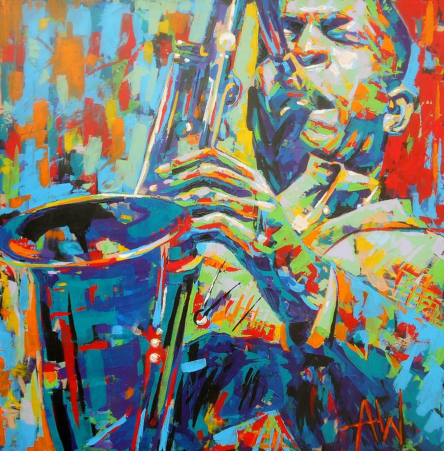 Coltrane Painting by Angie Wright