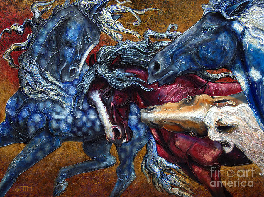 Colts Revolving Together Painting by Jonelle T McCoy