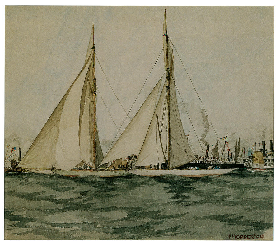 Edward Hopper Painting - Columbia and Shamrock  Americas Cup by Edward Hopper