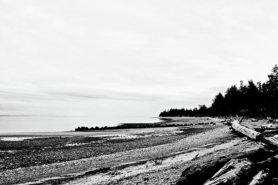 Columbia Beach Vancouver Island B And  W Photograph