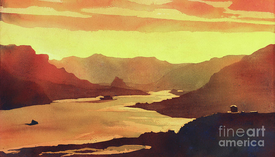 Sunset Painting - Columbia Gorge Scenery by Ryan Fox