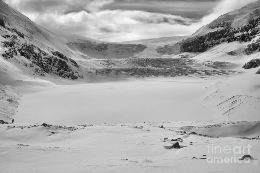 Columbia Icefield Icy Blue Winter Views Black And White Photograph by Adam Jewell