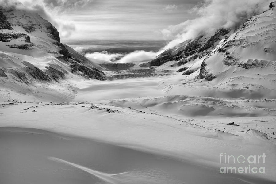 Columbia Icefield Shadows In The Snow Black And White Photograph by Adam Jewell