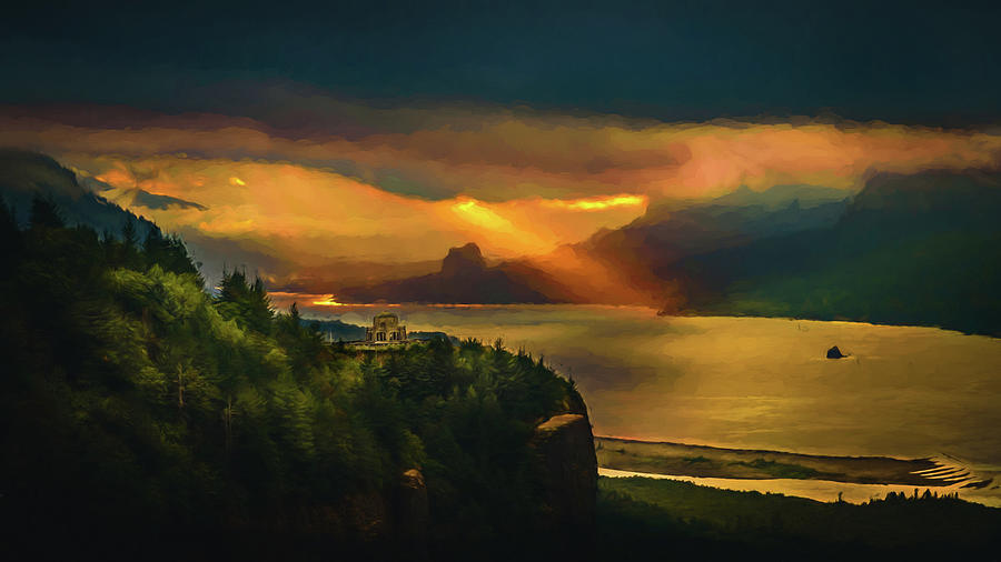 Columbia River Sunrise Painting by Mike Penney
