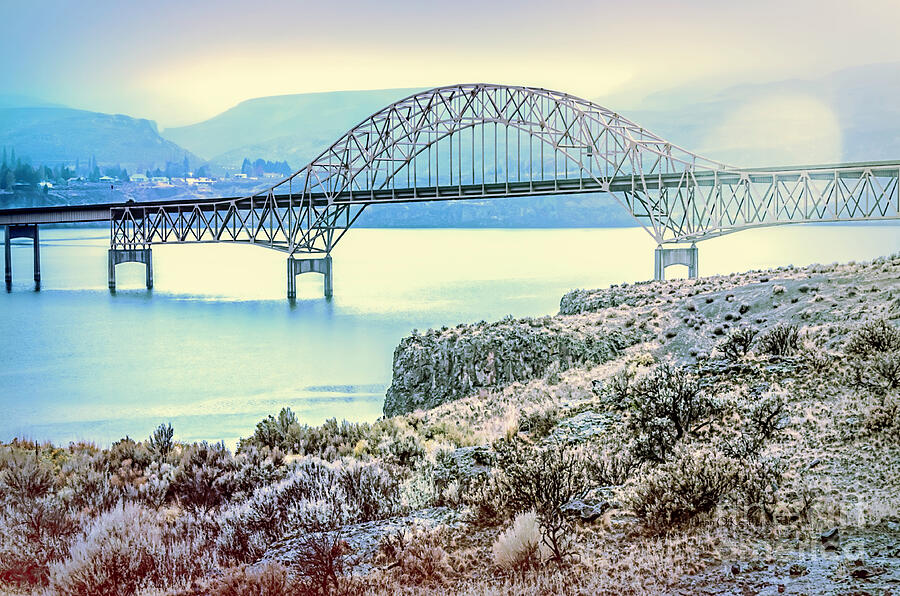 Transportation Digital Art - Columbia River Vantage Bridge by Jean OKeeffe Macro Abundance Art
