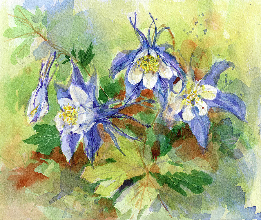 Columbine Painting by Garden Gate
