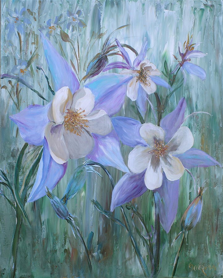 Flower Painting - Columbines by Cher Devereaux