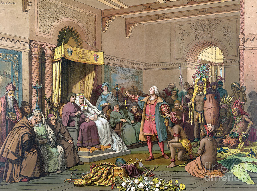 Columbus At Spanish Royal Court, 1493 Photograph by Science Source