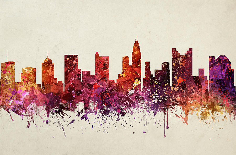 Columbus Painting - Columbus Cityscape 09 by Aged Pixel