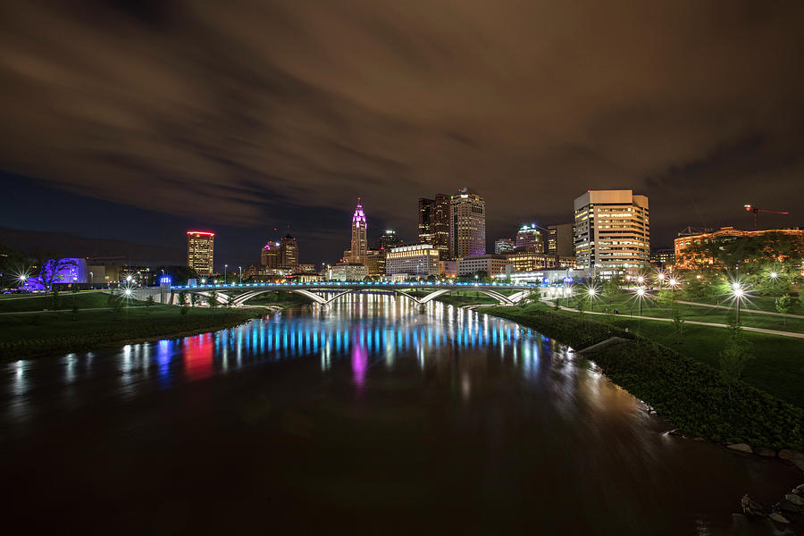 Columbus Cityscape at Night Photograph by John McGraw