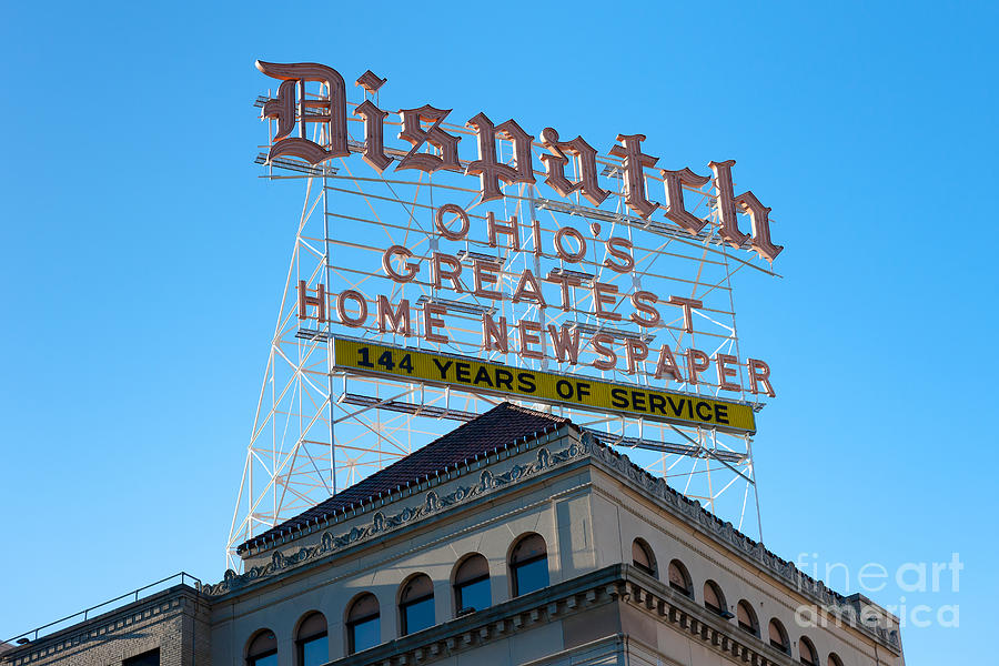 Columbus Dispatch Roof Top Sign I Photograph by Clarence Holmes