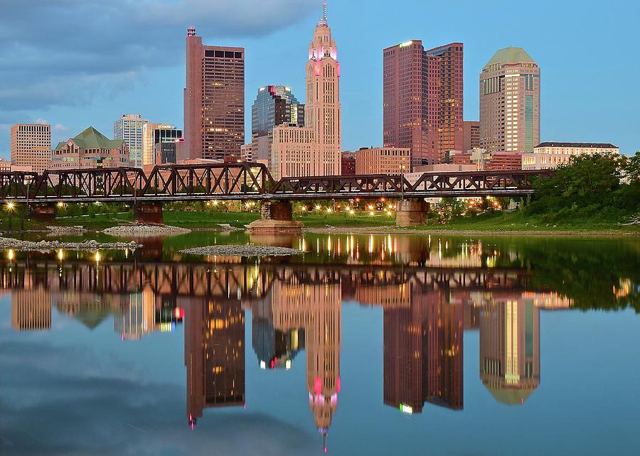 Columbus in Scioto River Reflection Photograph by Frozen in Time Fine Art Photography