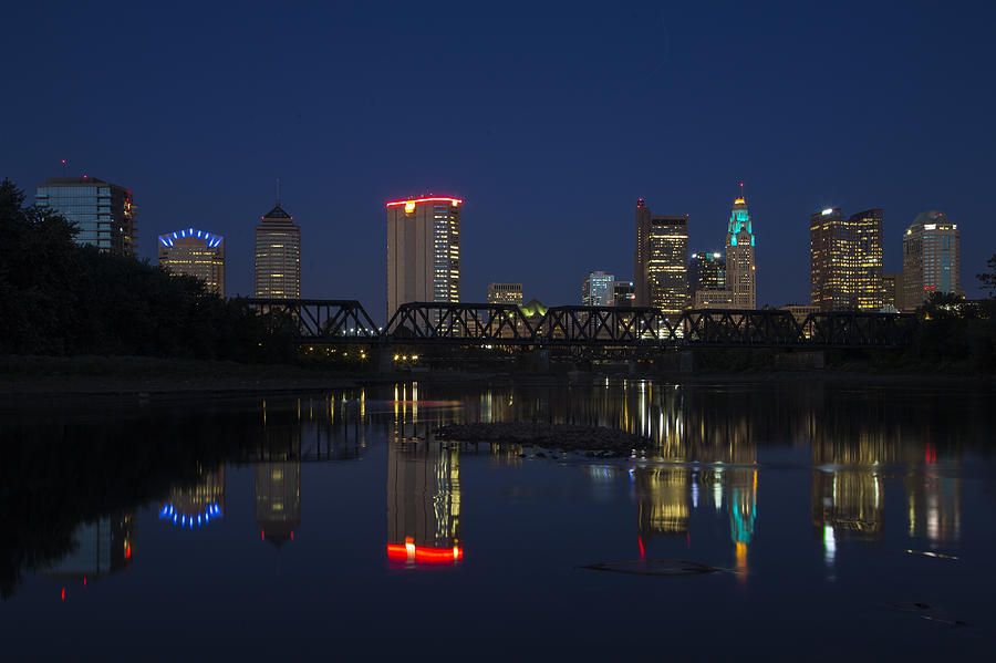 Columbus Night Reflection Photograph by Alan Raasch