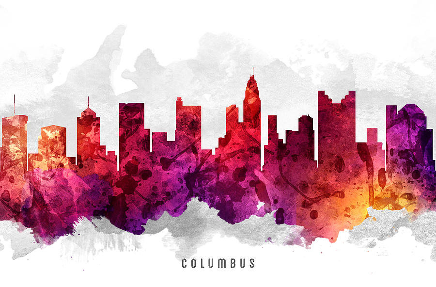 Columbus Painting - Columbus Ohio Cityscape 14 by Aged Pixel