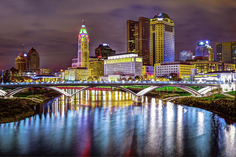 Columbus Ohio Downtown Skyline in Color Photograph by Gregory Ballos