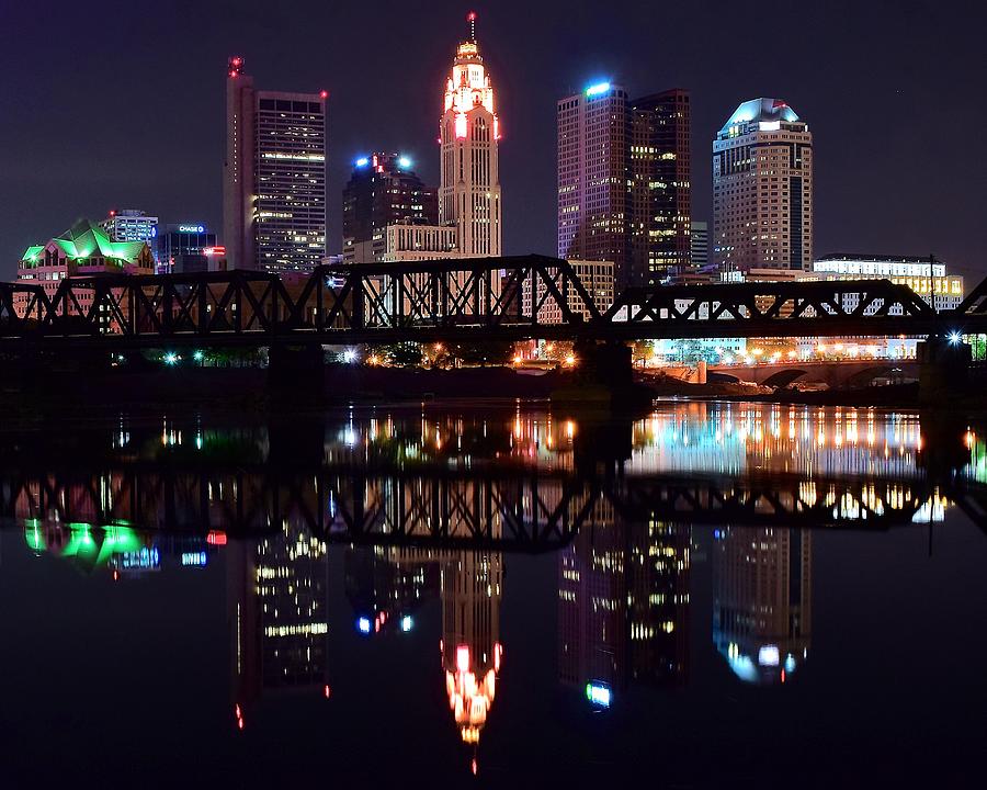 Up Movie Photograph - Columbus Ohio Reflecting on the River by Frozen in Time Fine Art Photography