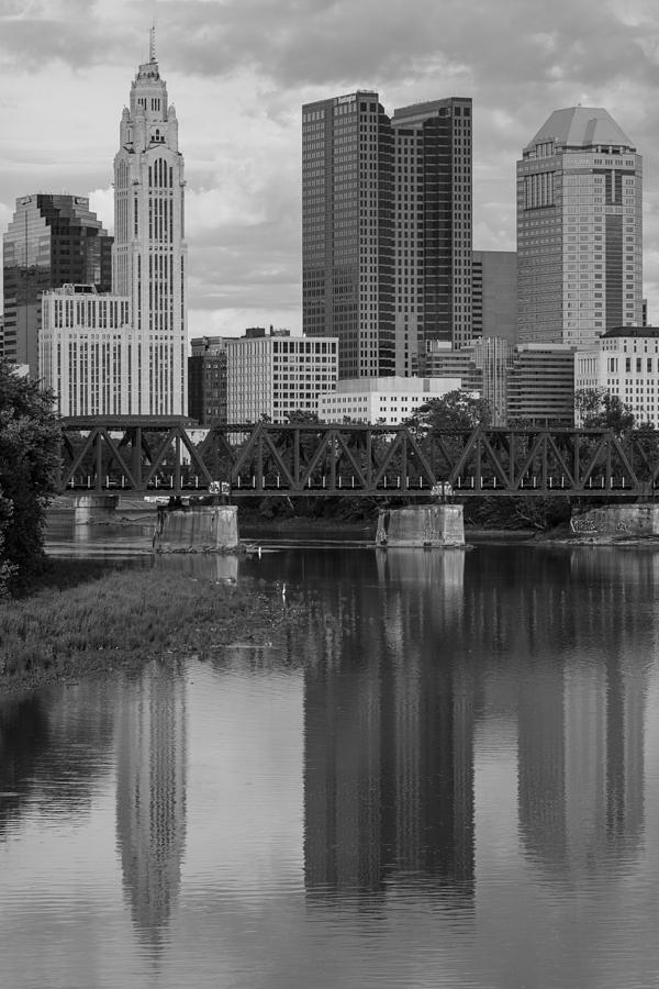 Columbus Ohio Skyline Black and White Photograph by John McGraw