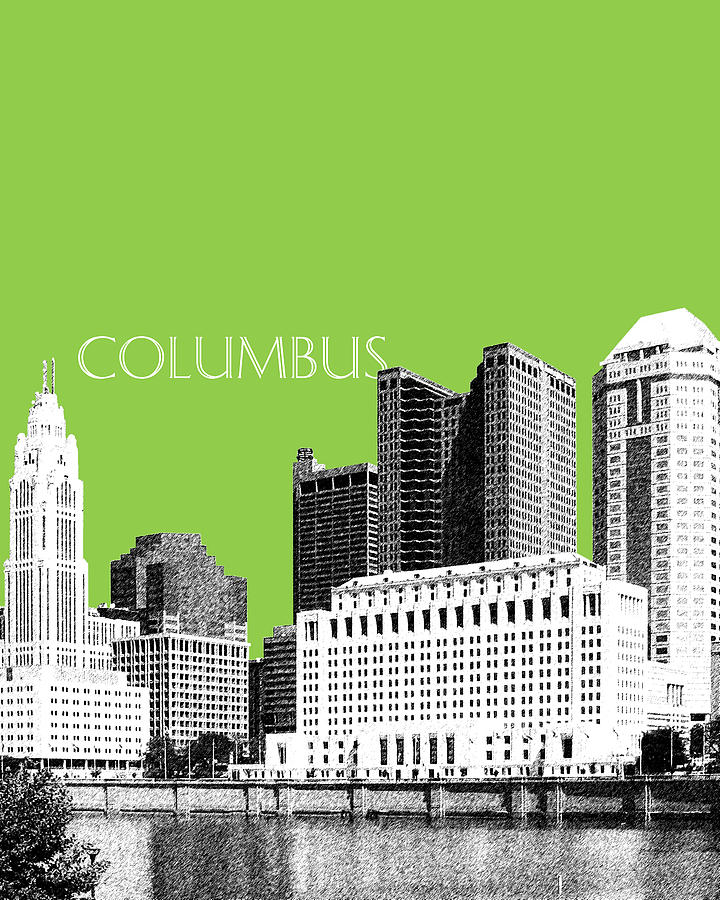 Columbus Ohio Skyline - Olive Digital Art by DB Artist