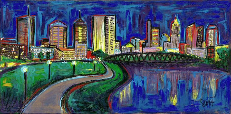 Columbus Skyline Painting by Samantha Bennett | Fine Art America