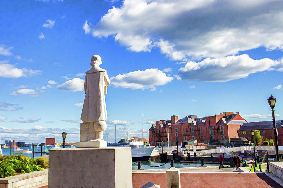 Columbus Watching Over the Harbor Digital Art by Lisa Lemmons-Powers