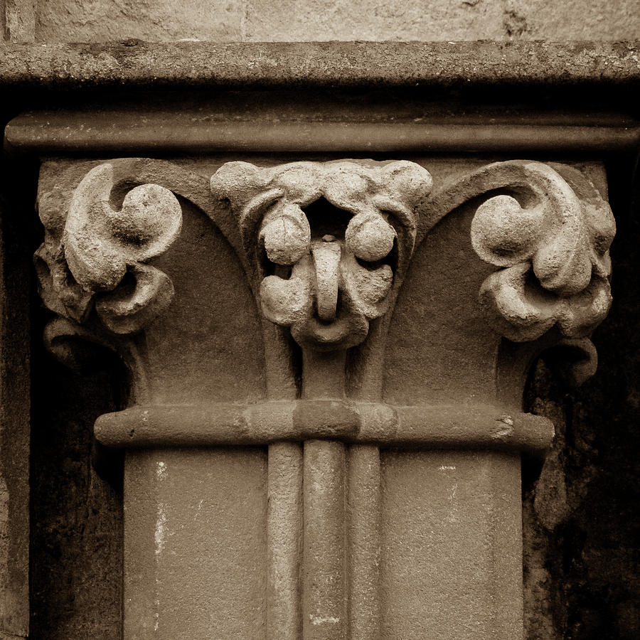 Architecture Photograph - Column Capital N West Facade of Wells Cathedral by Jacek Wojnarowski