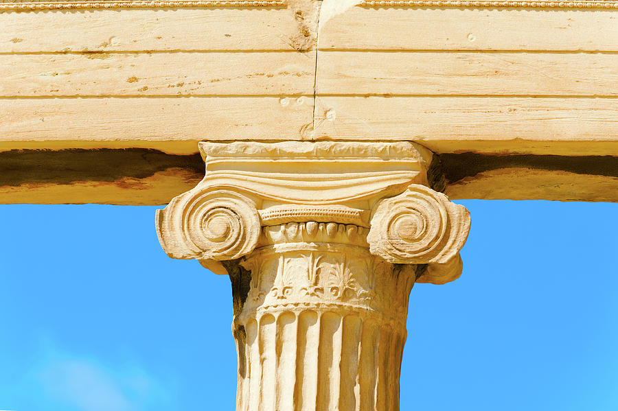 Column close up Acropolis, Greece. Photograph by Marek Poplawski