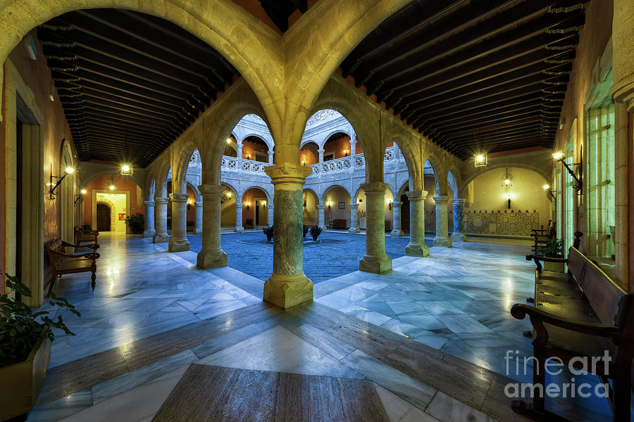 Columned Courtyard Castillo De Luna Rota Cadiz Spain Photograph