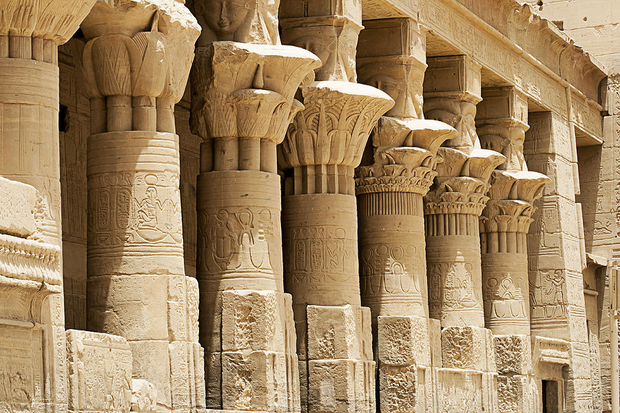 Columns At Philae Temple, Aswan, Egypt Photograph