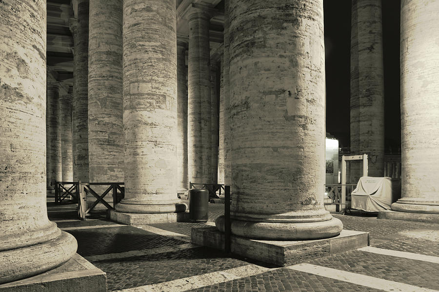 Columns of Vatican in the night Photograph by Vlad Baciu