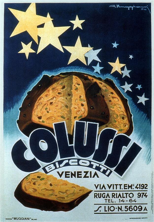Colussi Biscotti, Venezia - Venice, Italy - Retro travel Poster - Vintage Poster Mixed Media by Studio Grafiikka