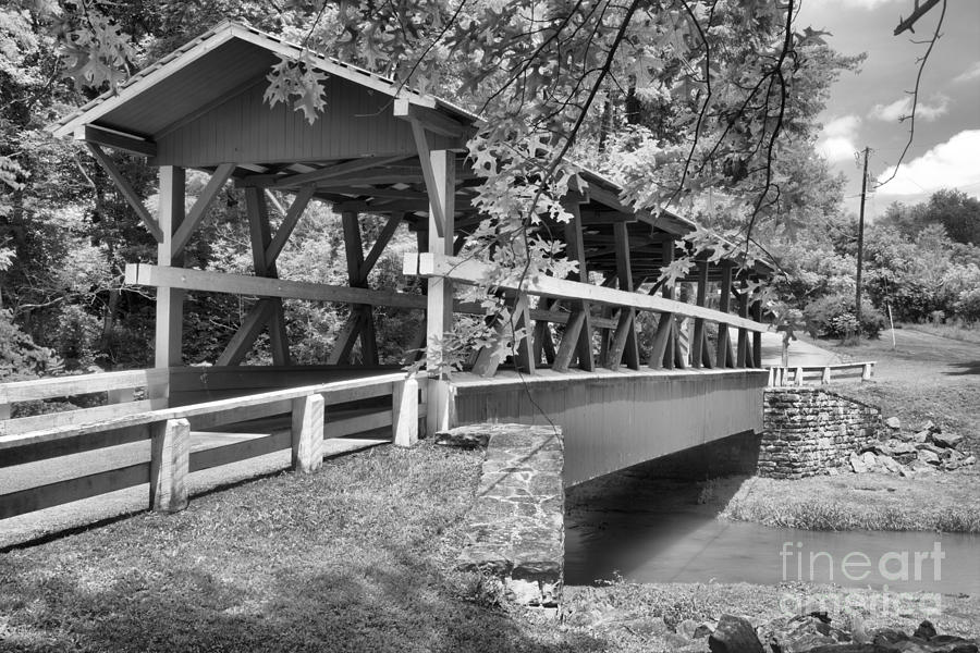 Colvin Bridge Over Shawnee Creek Black And White Photograph by Adam Jewell