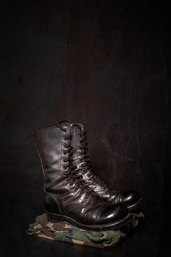 Combat Boots And Camouflage Photograph