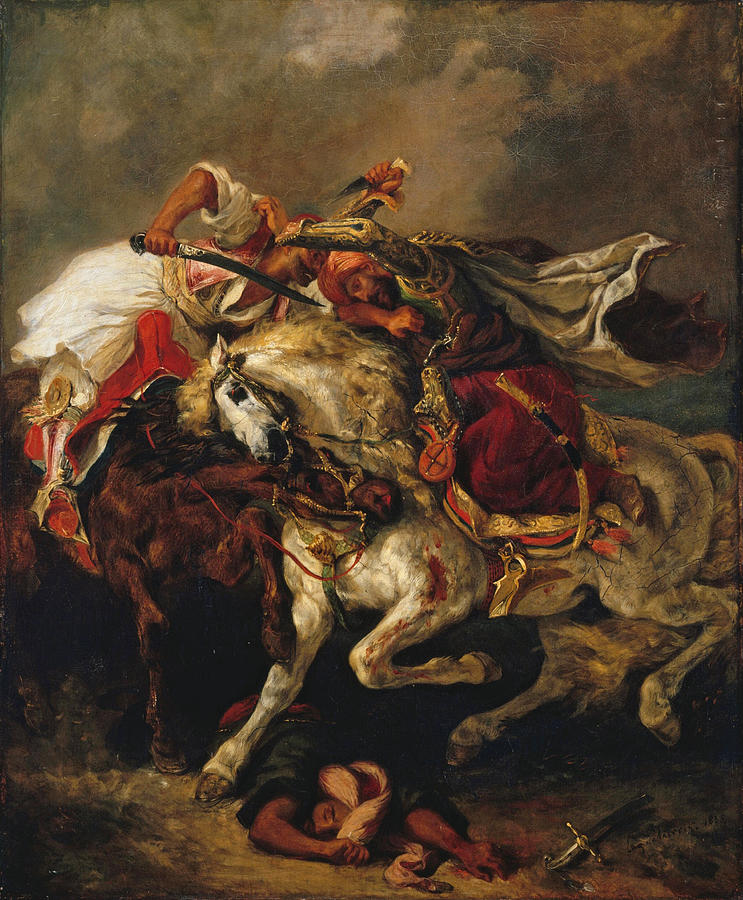 Combat of the Giaour and the Pasha Painting by Eugene Delacroix