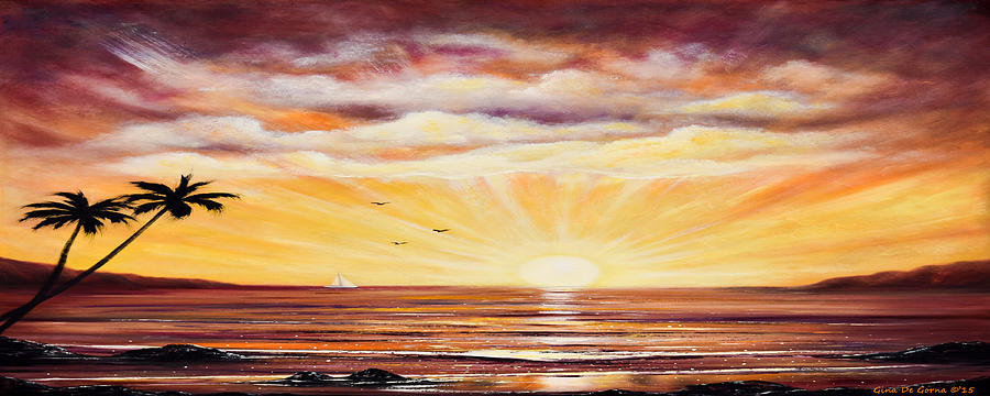 Come Fly with Me - Panoramic Sunset Painting by Gina De Gorna