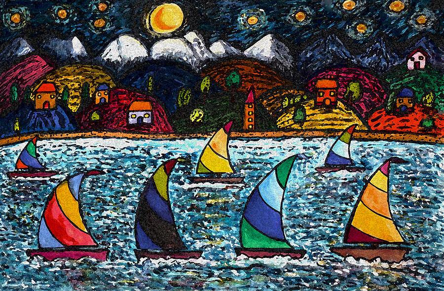 Come Sail Away Tonight Painting by Monica Engeler