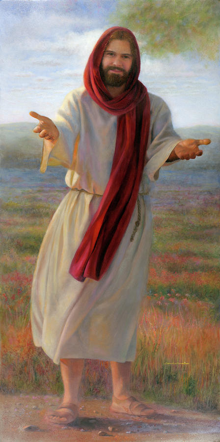 Jesus Christ Painting - Come Unto Me full-length by Nancy Lee Moran