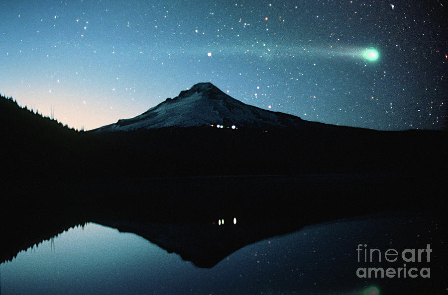 Comet Hyakutake And Mount Hood Photograph By Rick Bures Fine Art America