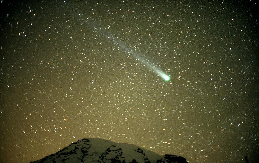 Comet Hyakutake Over Mt Rainier Photograph By Michael Williams Fine