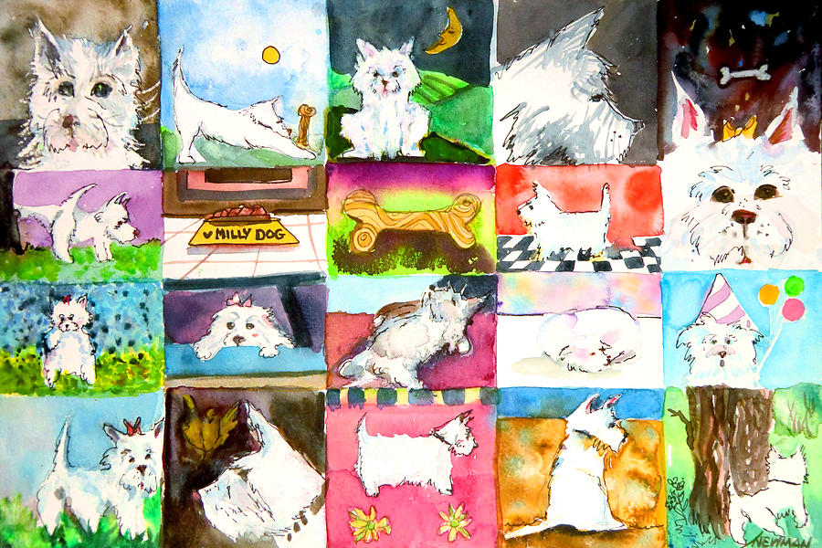 Daisy Painting - Comical Westie by Mindy Newman